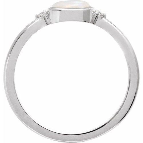 Platinum Natural White Opal & .03 CTW Natural Diamond Ring