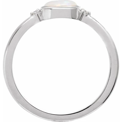 Platinum Natural White Opal & .03 CTW Natural Diamond Ring
