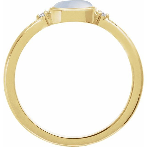 14K Yellow Natural Rainbow Moonstone & .03 CTW Natural Diamond Ring