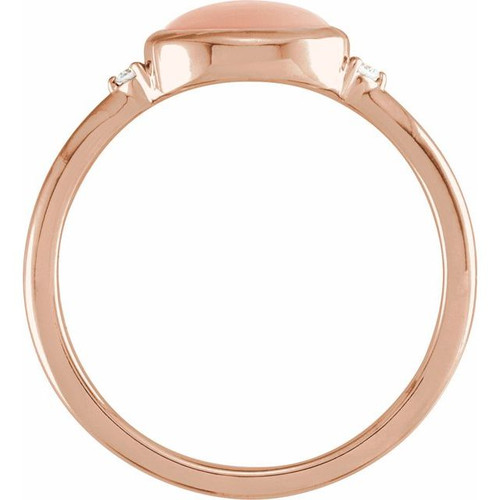 14K Rose Natural Pink Coral & .03 CTW Natural Diamond Ring