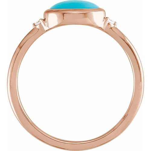 14K Rose Natural Turquoise & .03 CTW Natural Diamond Ring