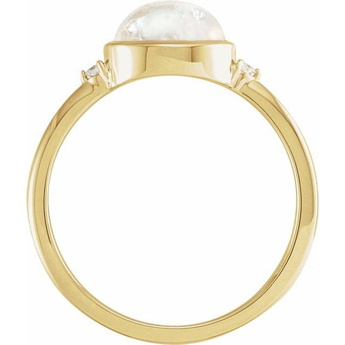 14K Yellow Natural Rainbow Moonstone & .03 CTW Natural Diamond Ring
