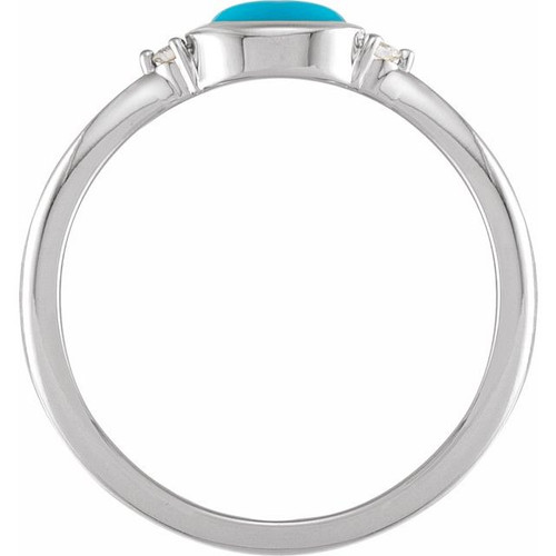 Sterling Silver Natural Turquoise & .03 CTW Natural Diamond Ring