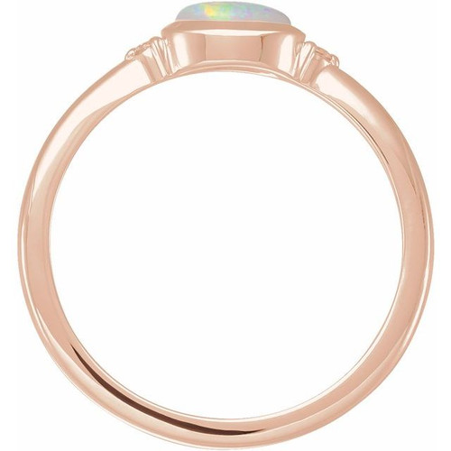 14K Rose Natural White Opal & .03 CTW Natural Diamond Ring