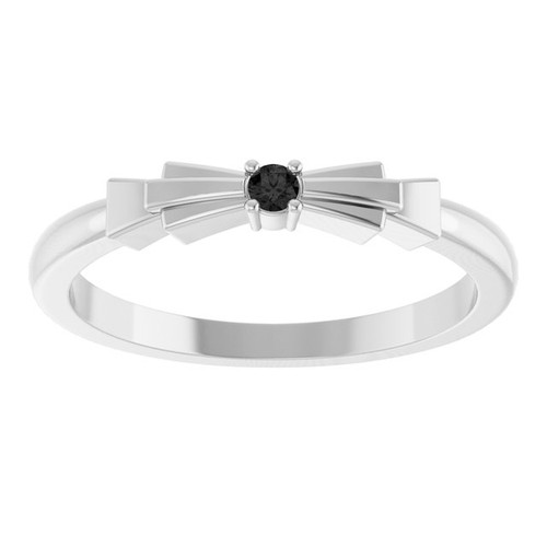 Sterling Silver Natural Black Onyx Stackable Ring