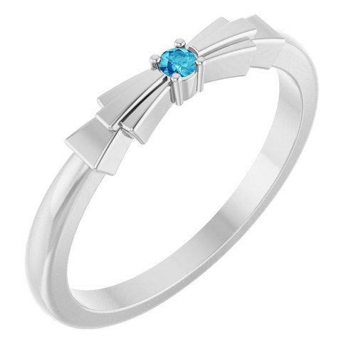 Sterling Silver Natural Blue Zircon Stackable Ring