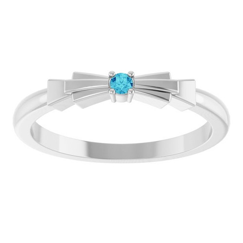 Sterling Silver Natural Blue Zircon Stackable Ring