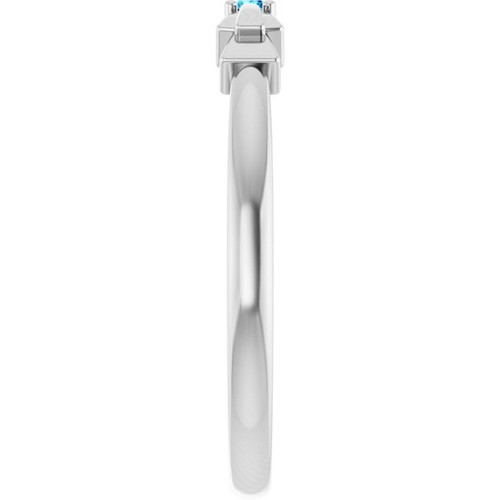 Sterling Silver Natural Blue Zircon Stackable Ring