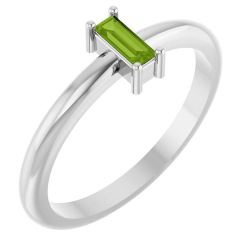 Platinum Natural Peridot Stackable Ring