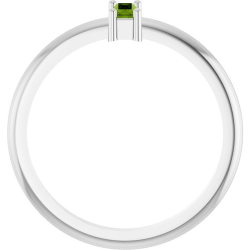 Platinum Natural Peridot Stackable Ring