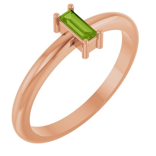 14K Rose Natural Peridot Stackable Ring