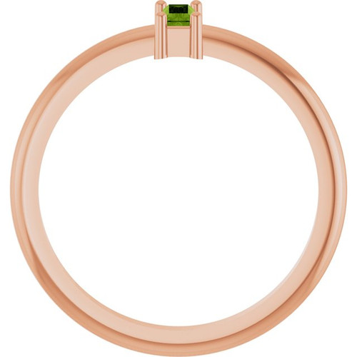 14K Rose Natural Peridot Stackable Ring