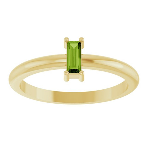 14K Yellow Natural Peridot Stackable Ring