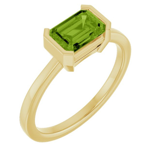 14K Yellow Natural Peridot Ring