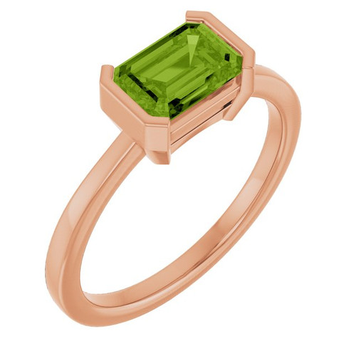14K Rose Natural Peridot Ring