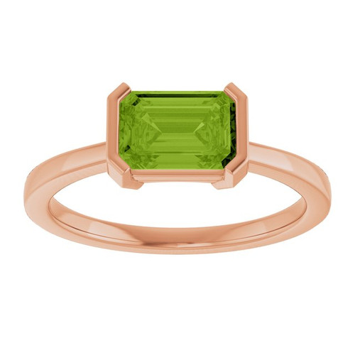 14K Rose Natural Peridot Ring