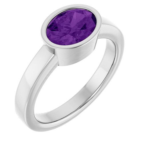 Platinum Natural Amethyst Ring