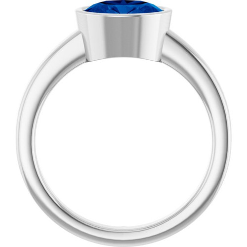 14K White Lab-Grown Blue Sapphire Ring