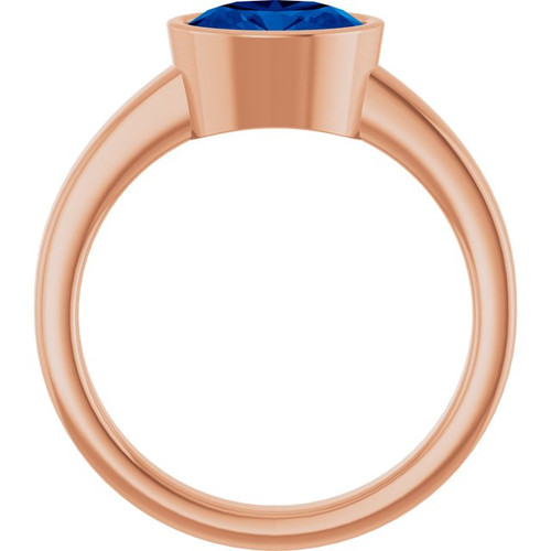 14K Rose Lab-Grown Blue Sapphire Ring
