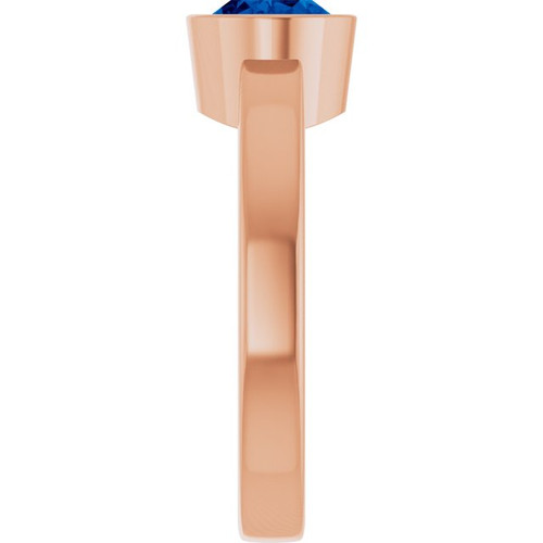 14K Rose Lab-Grown Blue Sapphire Ring