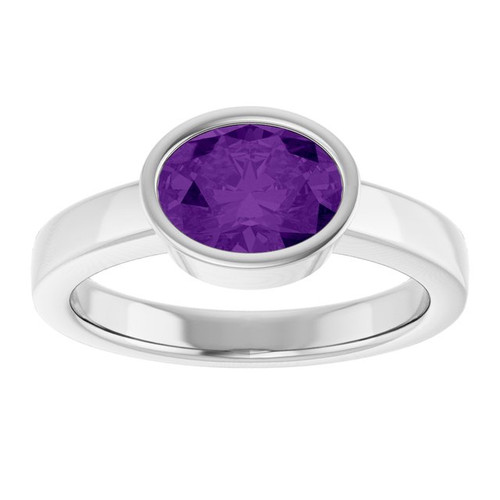 Sterling Silver Natural Amethyst Ring