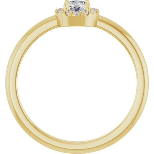 14K Yellow Natural White Sapphire & .05 CTW Natural Diamond French-Set Halo-Style Ring