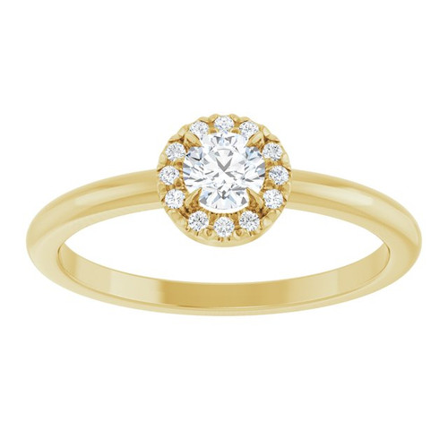 14K Yellow Natural White Sapphire & .05 CTW Natural Diamond French-Set Halo-Style Ring