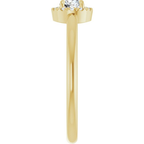 14K Yellow Natural White Sapphire & .05 CTW Natural Diamond French-Set Halo-Style Ring