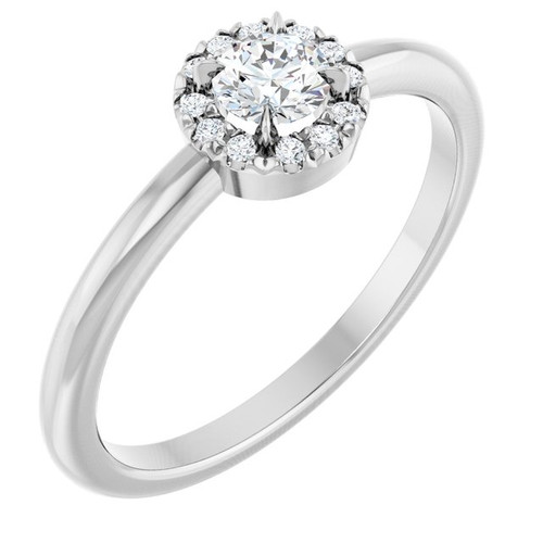 14K White Natural White Sapphire & .05 CTW Natural Diamond French-Set Halo-Style Ring