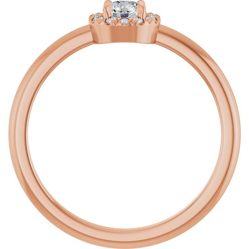14K Rose Natural White Sapphire & .05 CTW Natural Diamond French-Set Halo-Style Ring