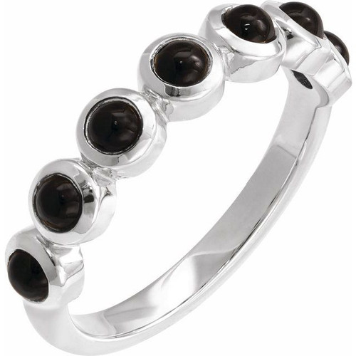 Platinum Natural Black Onyx Stackable Ring