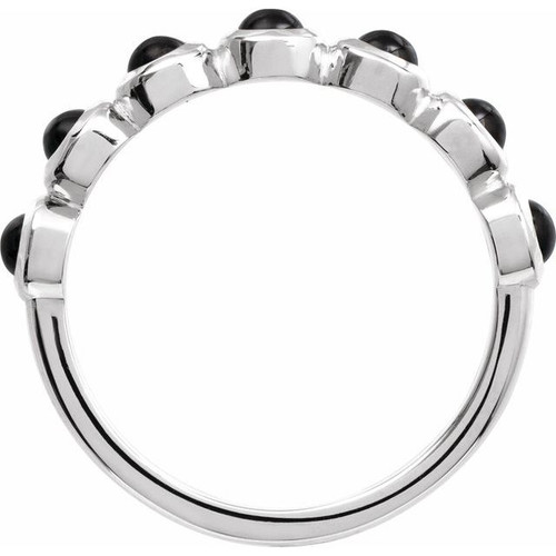 Platinum Natural Black Onyx Stackable Ring