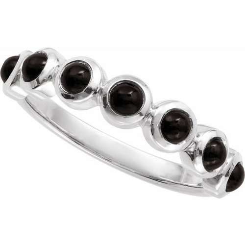 Platinum Natural Black Onyx Stackable Ring