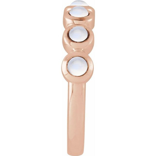 14K Rose Cabochon Natural Rainbow Moonstone Stackable Ring