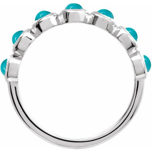 Sterling Silver Cabochon Natural Turquoise Stackable Ring