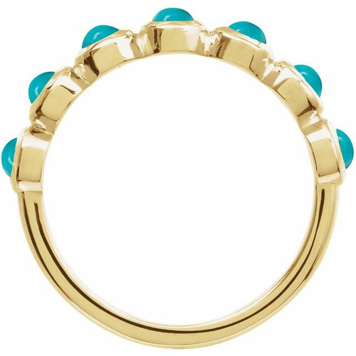 14K Yellow Cabochon Natural Turquoise Stackable Ring
