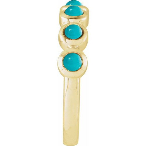 14K Yellow Cabochon Natural Turquoise Stackable Ring