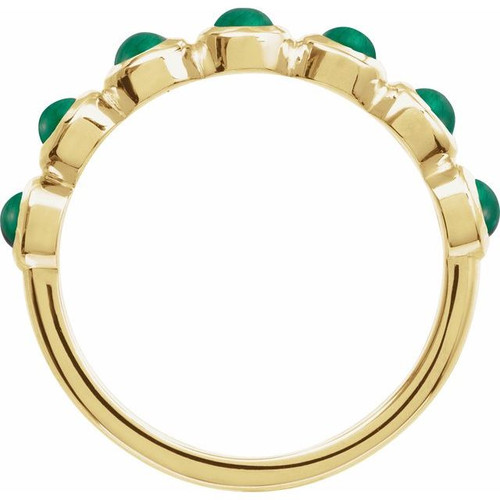 14K Yellow Cabochon Natural Emerald Stackable Ring
