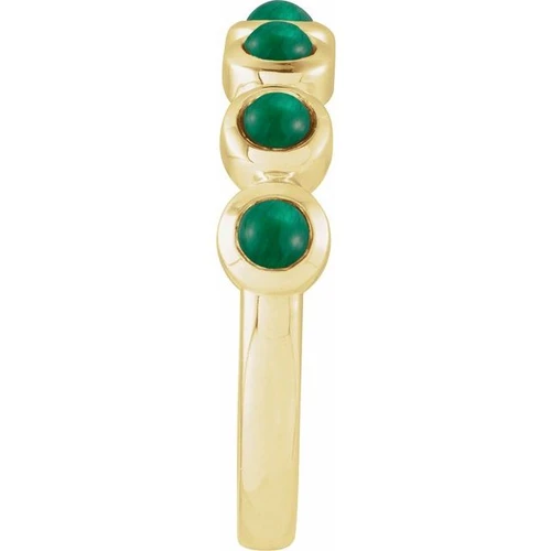14K Yellow Cabochon Natural Emerald Stackable Ring