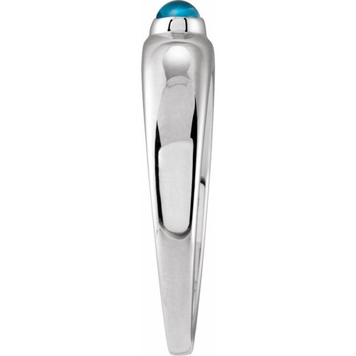 Sterling Silver Natural London Blue Topaz Cabochon Dome Ring