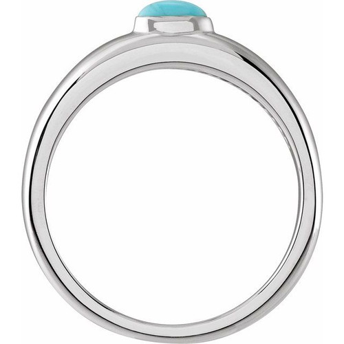 Sterling Silver Natural Turquoise Cabochon Dome Ring
