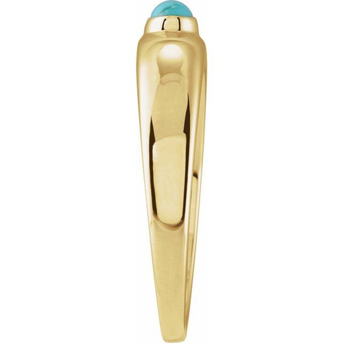 14K Yellow Natural Turquoise Cabochon Dome Ring