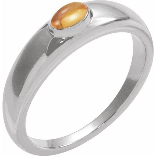 Sterling Silver Natural Citrine Dome Ring