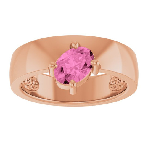 14K Rose Lab-Grown Pink Sapphire Asymmetric Solitaire Ring