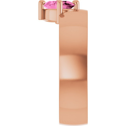 14K Rose Lab-Grown Pink Sapphire Asymmetric Solitaire Ring