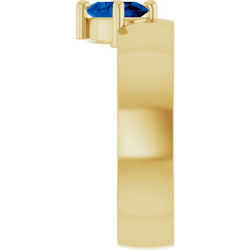 14K Yellow Lab-Grown Blue Sapphire Asymmetric Solitaire Ring