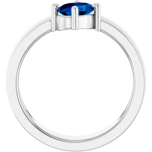 Platinum Lab-Grown Blue Sapphire Asymmetric Solitaire Ring