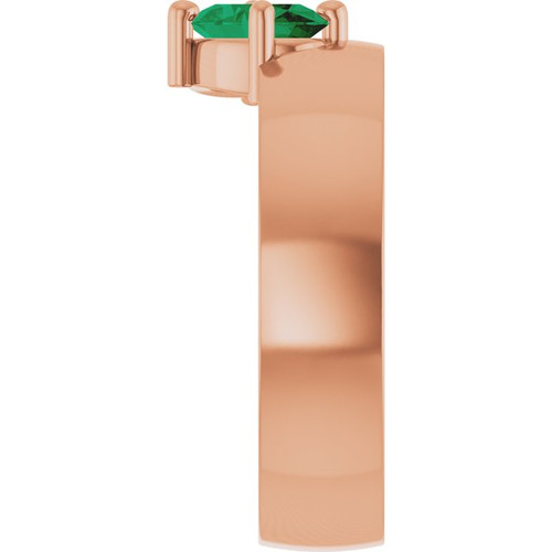 14K Rose Lab-Grown Emerald Asymmetric Solitaire Ring