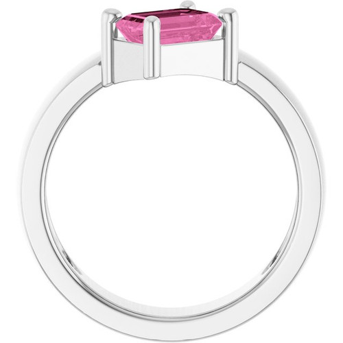 Platinum Lab-Grown Pink Sapphire Asymmetric Solitaire Ring