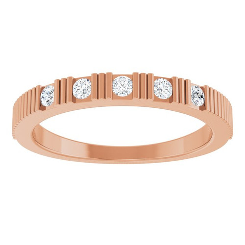 14K Rose Natural White Sapphire Stackable Ring
